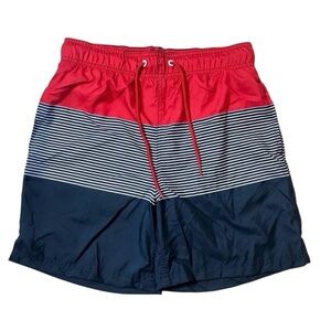 Jake Austin Striped Swim Trunk Shorts